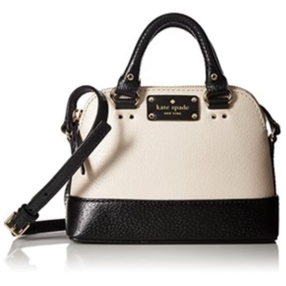 🆕 Kate Spade Alessa Berkeley Lane Leather Crossbody & Handbag. Black & Ivory. - Picture 14 of 15